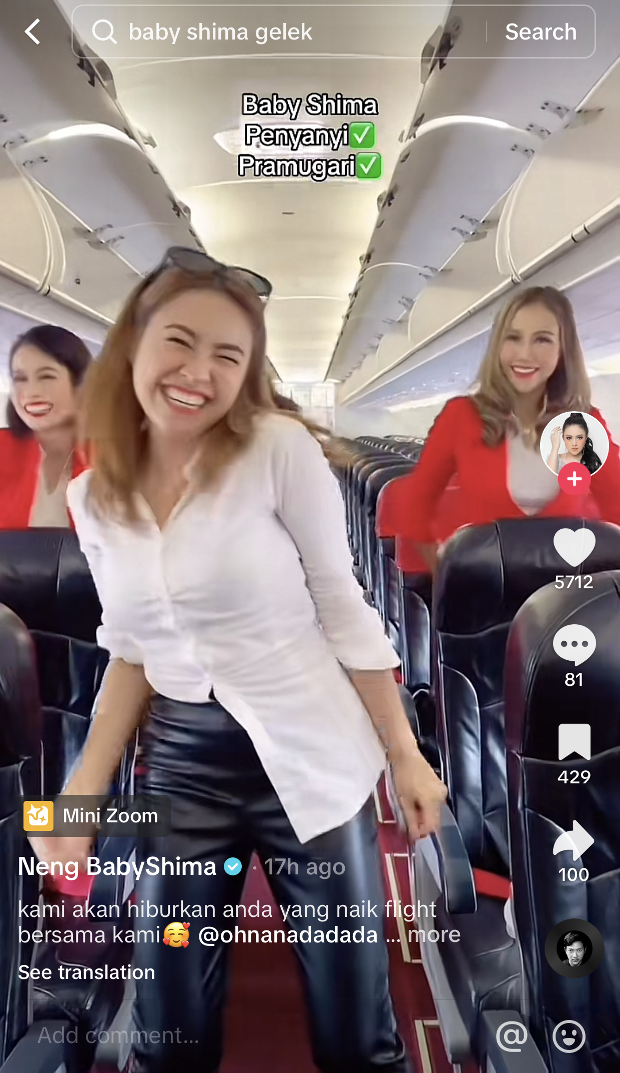 Air Asia Stewardesses & BabyShima doing "gelek" moves