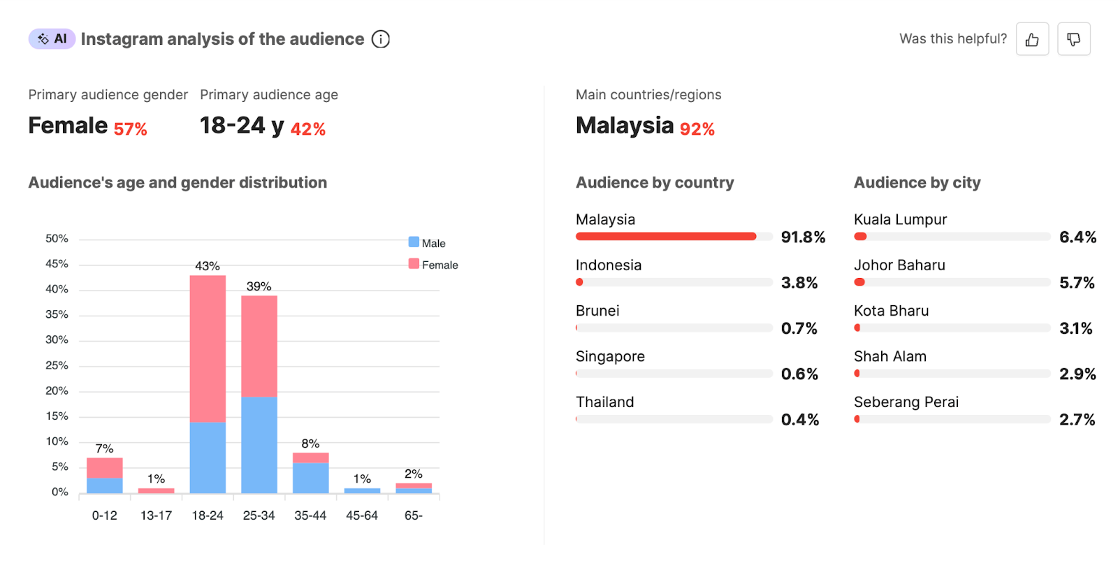 Instagram analysis of the audience