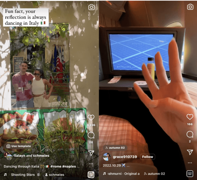 short travel-related videos on Instagram.